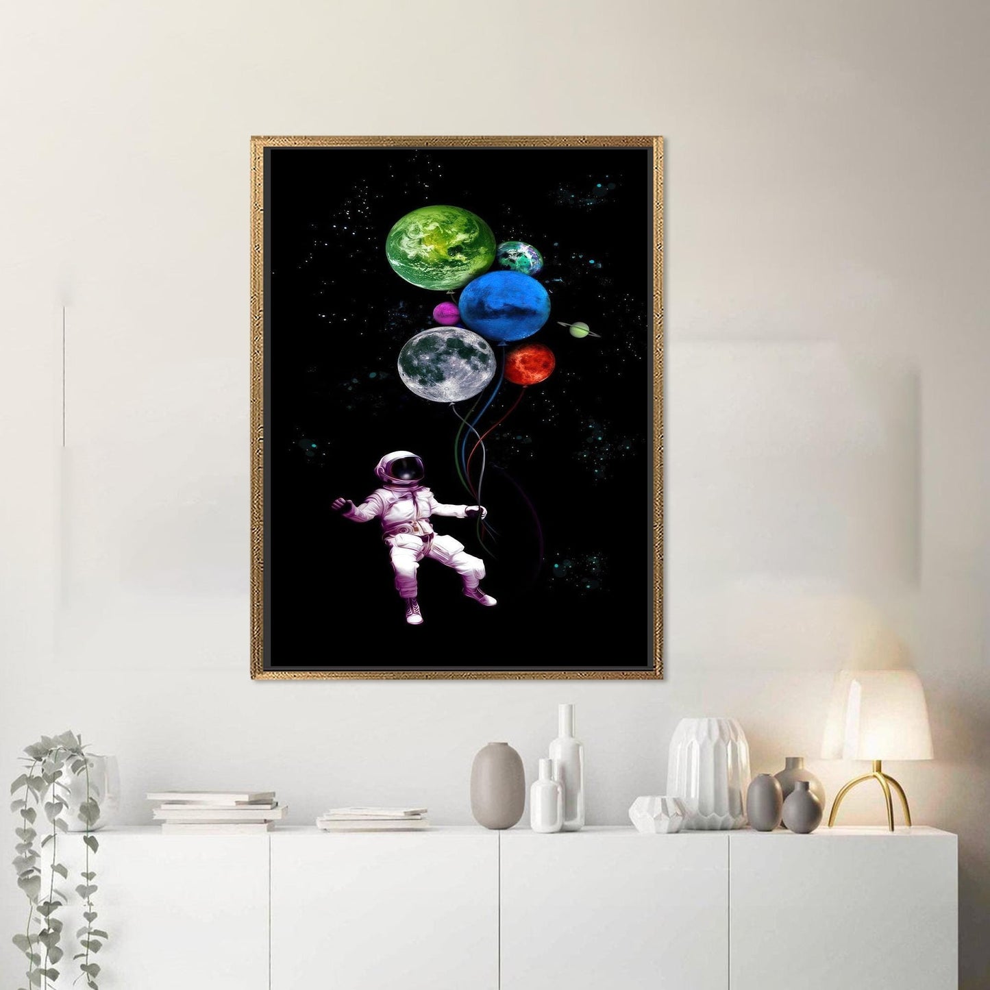 Modern Astronaut Canvas Print for Kids Wall Art, Personalized Grandma Gift, Office Decor