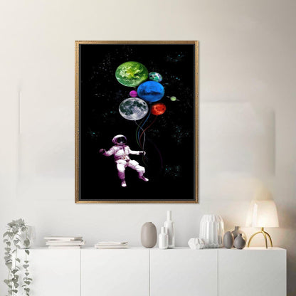 Modern Astronaut Canvas Print for Kids Wall Art, Personalized Grandma Gift, Office Decor
