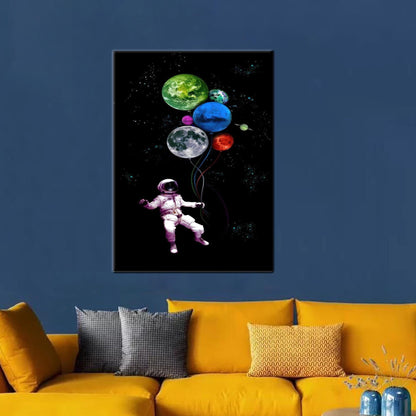 Modern Astronaut Canvas Print for Kids Wall Art, Personalized Grandma Gift, Office Decor