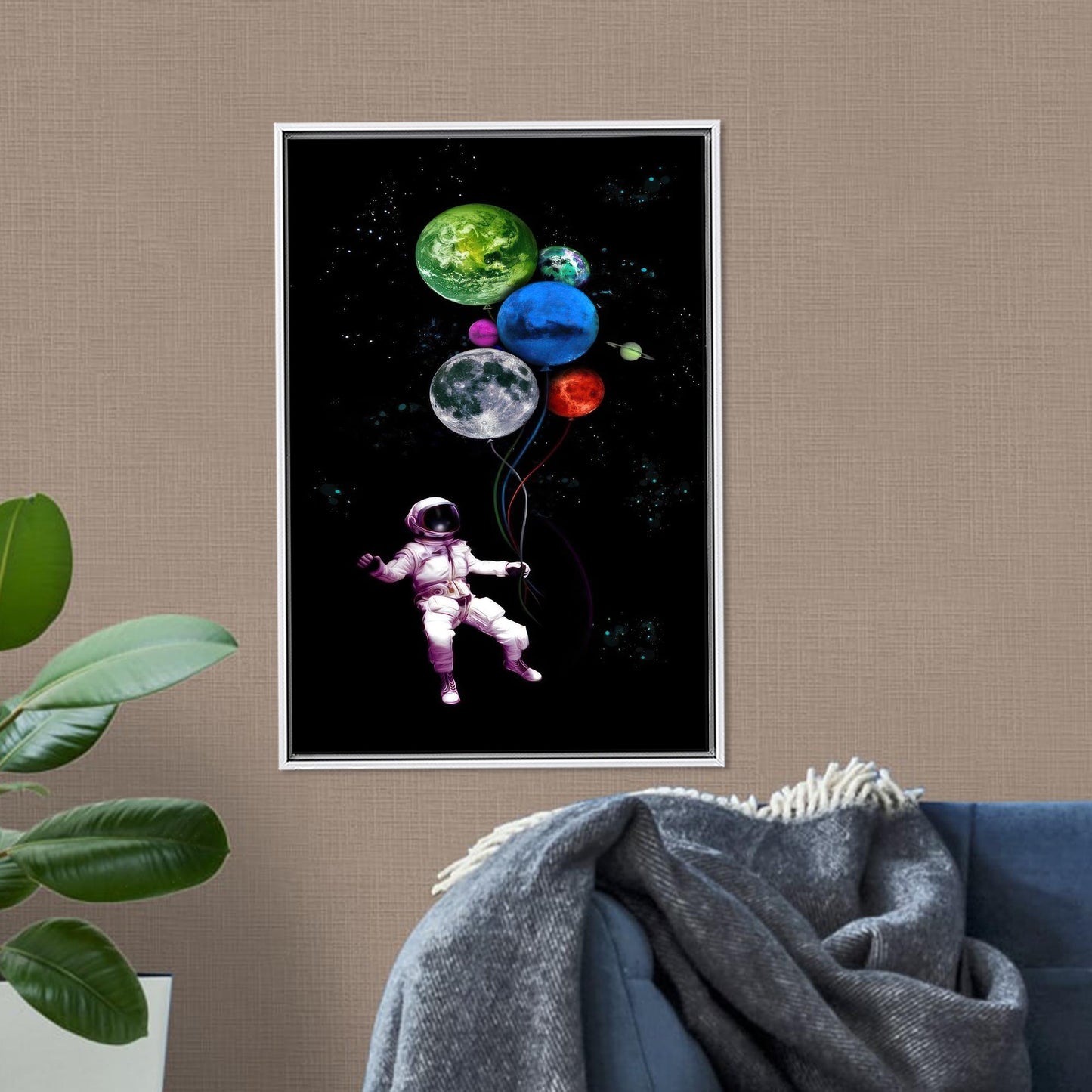 Modern Astronaut Canvas Print for Kids Wall Art, Personalized Grandma Gift, Office Decor