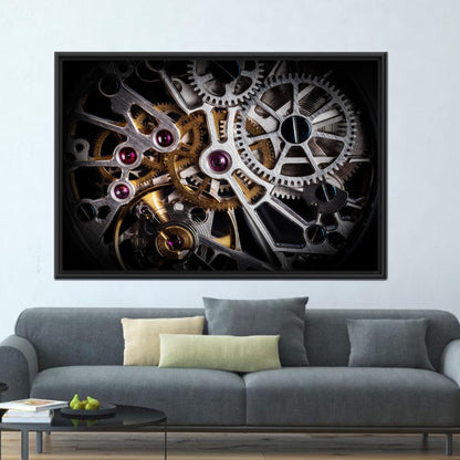 Gold Automatic Watch Mechanism Gear Canvas Print