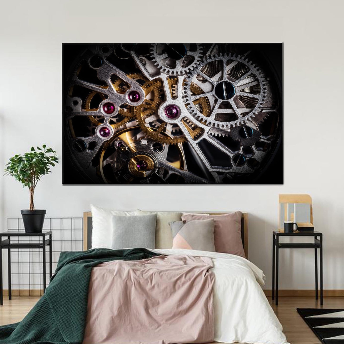 Gold Automatic Watch Mechanism Gear Canvas Print