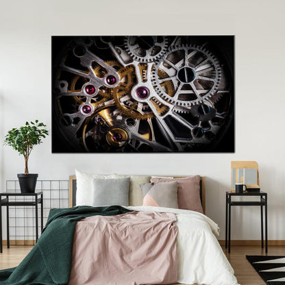 Gold Automatic Watch Mechanism Gear Canvas Print