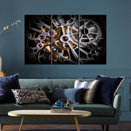 Gold Automatic Watch Mechanism Gear Canvas Print