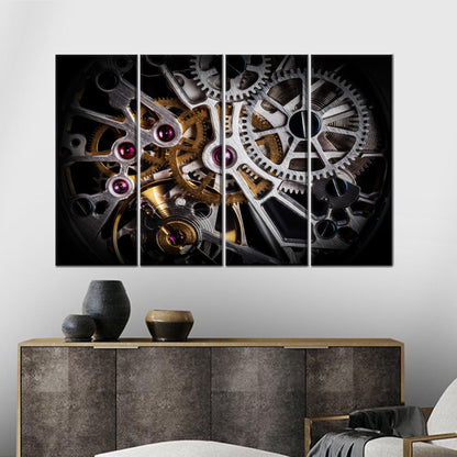 Gold Automatic Watch Mechanism Gear Canvas Print
