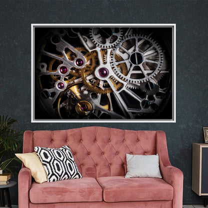 Gold Automatic Watch Mechanism Gear Canvas Print