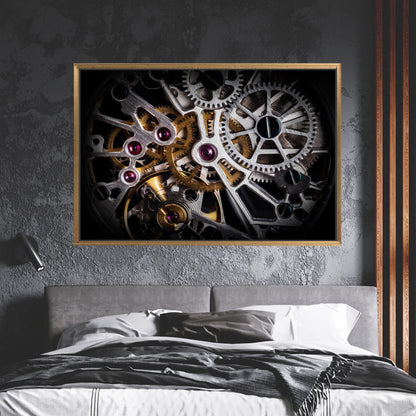 Gold Automatic Watch Mechanism Gear Canvas Print