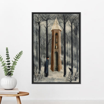 Snowy Forest Crow Christmas Owl Canvas Print
