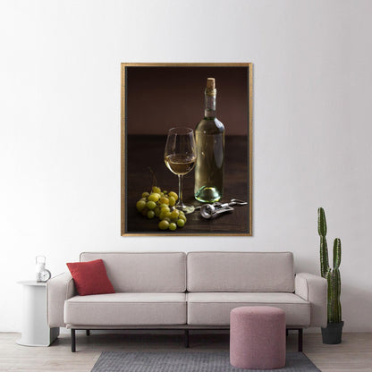 Corkscrew Wine and Grapes Table Canvas Print