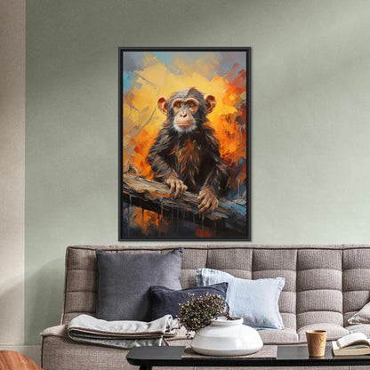 Orange Canvas Art: Abstract Monkey Wall Decor, Animal Artwork, Baby Monkey Canvas, Personalized