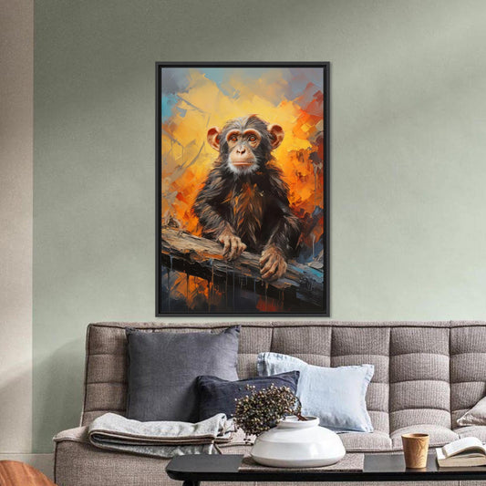 Orange Canvas Art: Abstract Monkey Wall Decor, Animal Artwork, Baby Monkey Canvas, Personalized