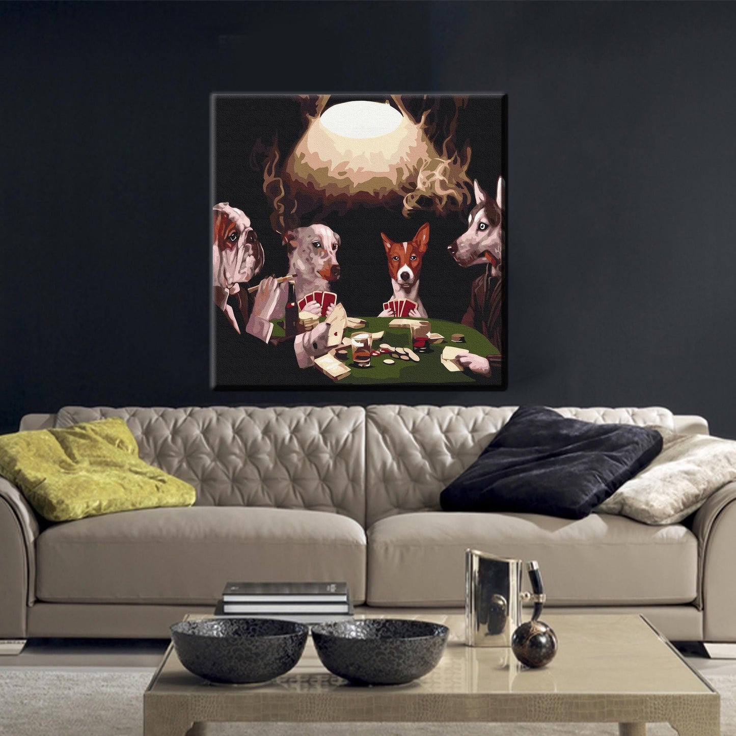 Dogs Playing Poker Game Rooms Canvas Print