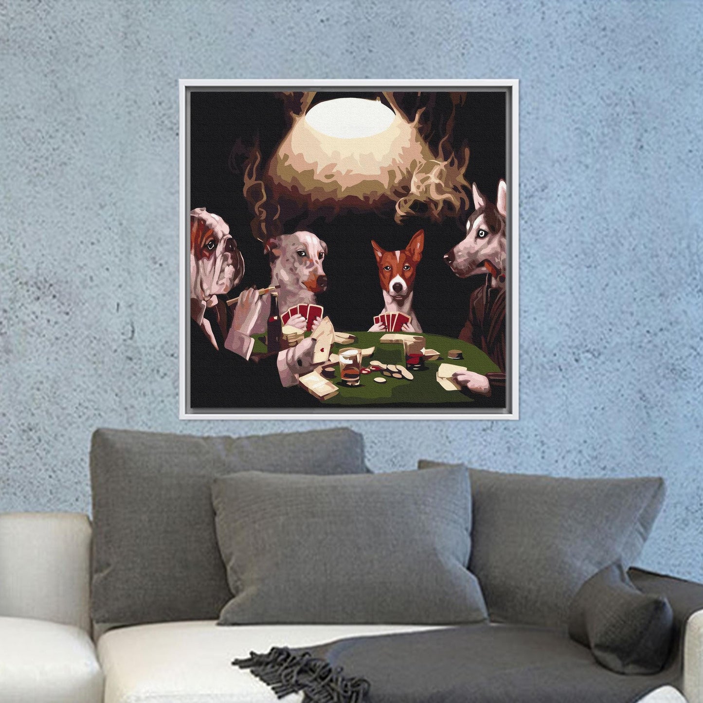 Dogs Playing Poker Game Rooms Canvas Print