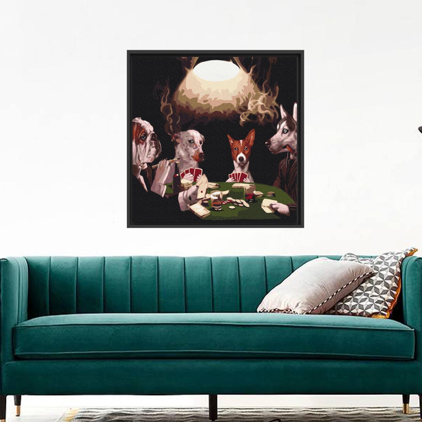 Dogs Playing Poker Game Rooms Canvas Print
