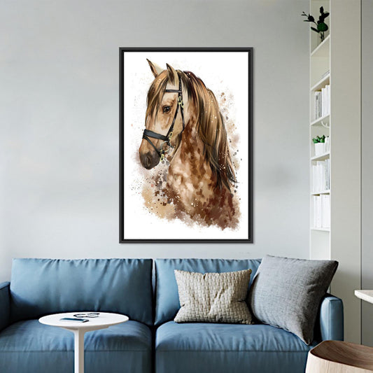 Brown Horse Art Canvas Print, Personalized Baby Boy Gift, Coastal Animal Wall Art, Office Decor