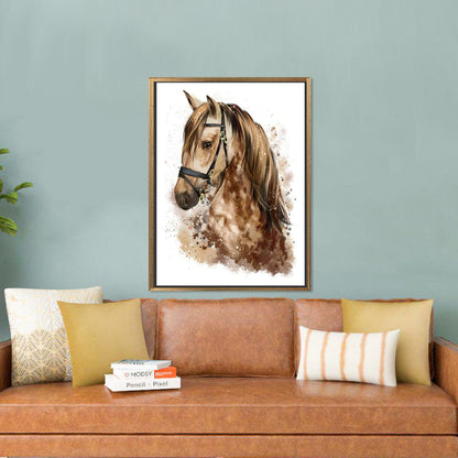 Brown Horse Art Canvas Print, Personalized Baby Boy Gift, Coastal Animal Wall Art, Office Decor