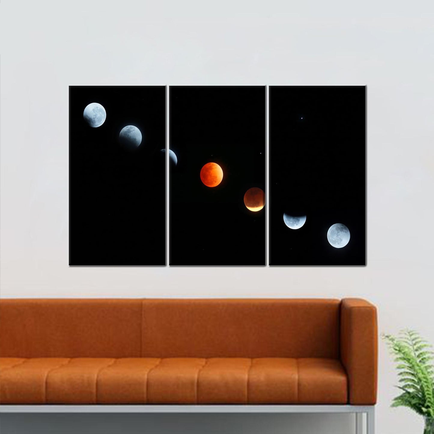 Moon Phases Black Space and Canvas Print