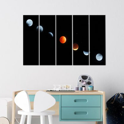 Moon Phases Black Space and Canvas Print