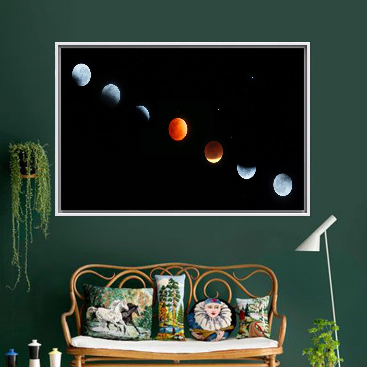 Moon Phases Black Space and Canvas Print