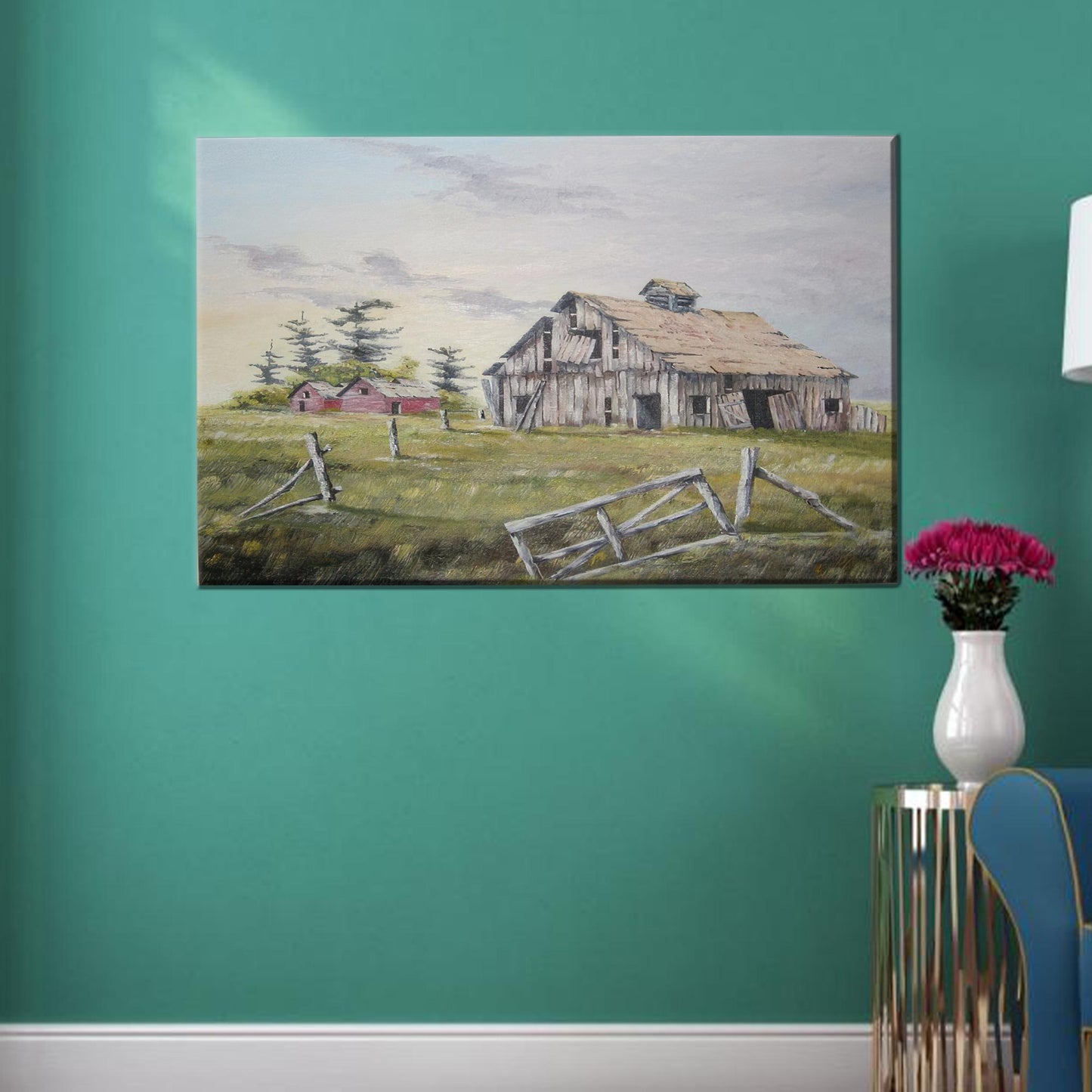 Boho Farm Landscape Canvas Print