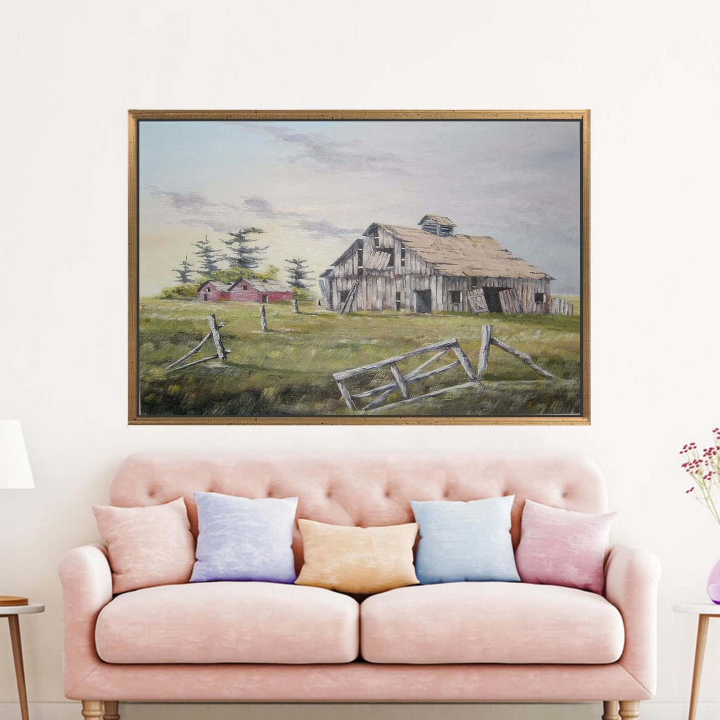 Boho Farm Landscape Canvas Print