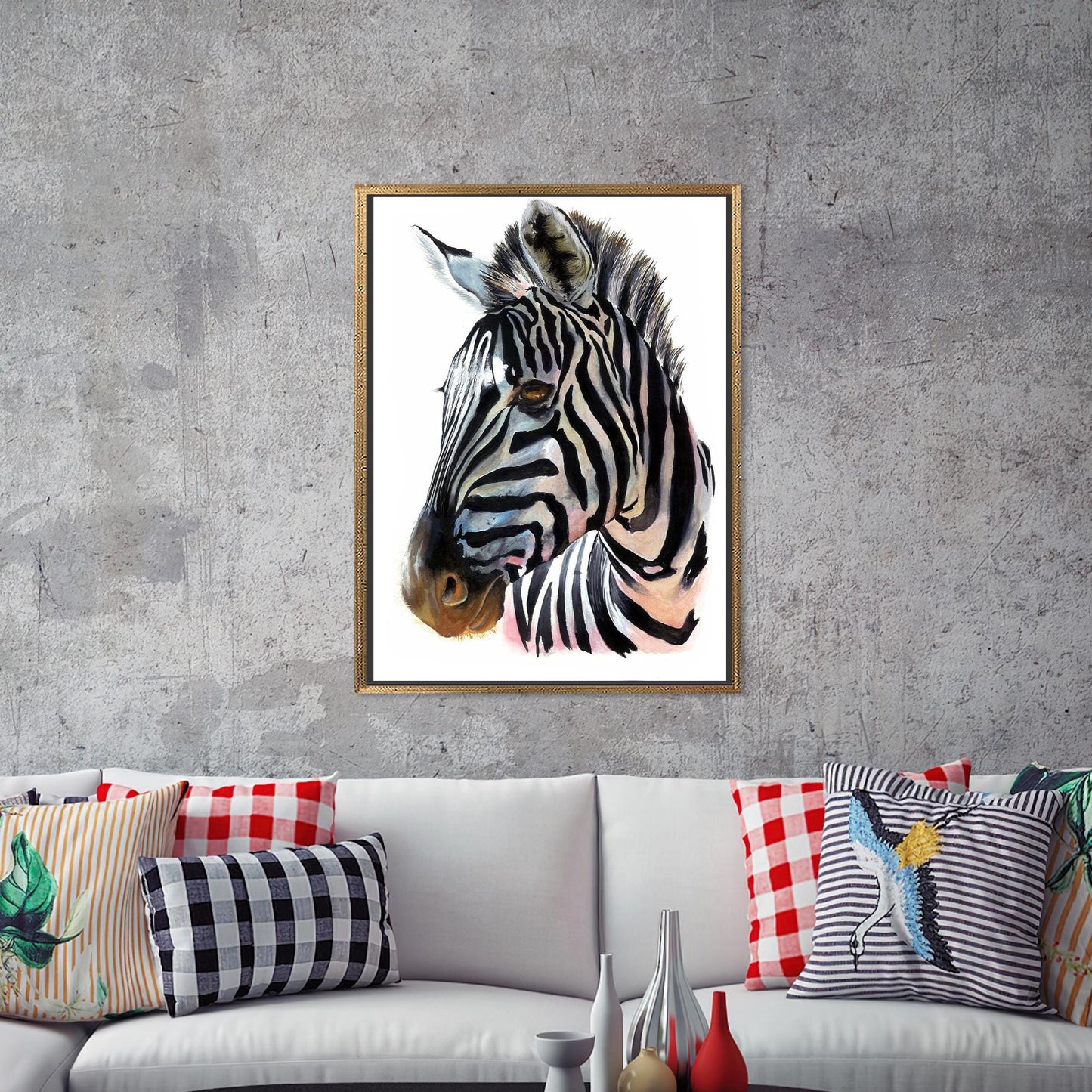 Zebra Lover Wall Hangings: Abstract Animal Wall Decor Canvas Print