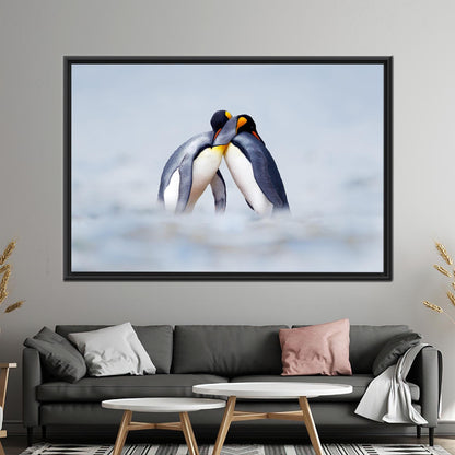 Cuddling Penguins Snow Penguin Canvas Print