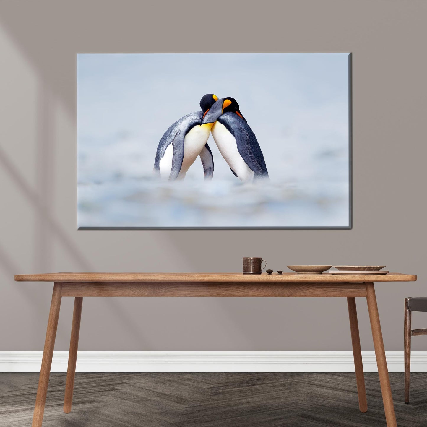 Cuddling Penguins Snow Penguin Canvas Print