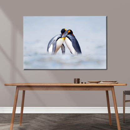 Cuddling Penguins Snow Penguin Canvas Print