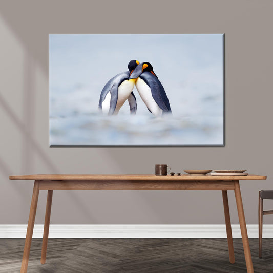 Cuddling Penguins Canvas Poster - Snow Poster, Room Decor Canvas Art, Penguin Art Canvas, Animal
