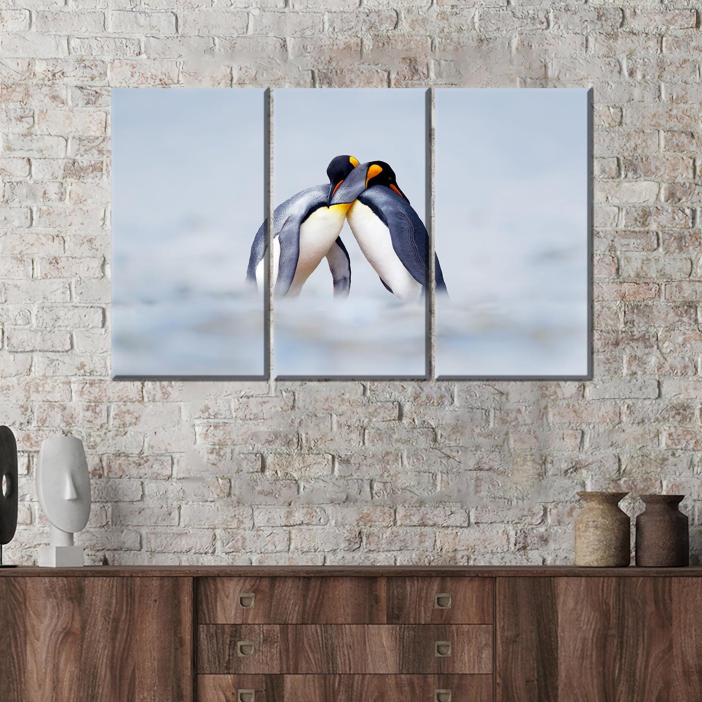 Cuddling Penguins Snow Penguin Canvas Print