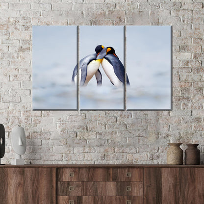 Cuddling Penguins Snow Penguin Canvas Print