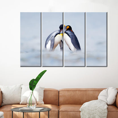 Cuddling Penguins Snow Penguin Canvas Print