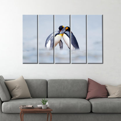 Cuddling Penguins Snow Penguin Canvas Print