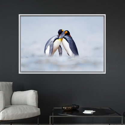 Cuddling Penguins Snow Penguin Canvas Print
