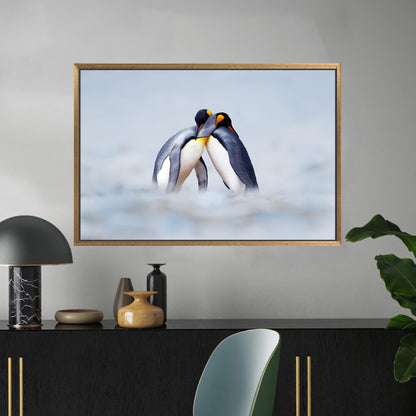 Cuddling Penguins Snow Penguin Canvas Print