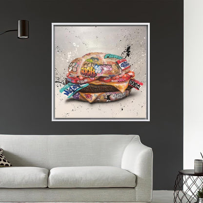 Graffiti Wall Art Canvas Print: Hamburger Kitchen Decor, Personalized Wedding Gift