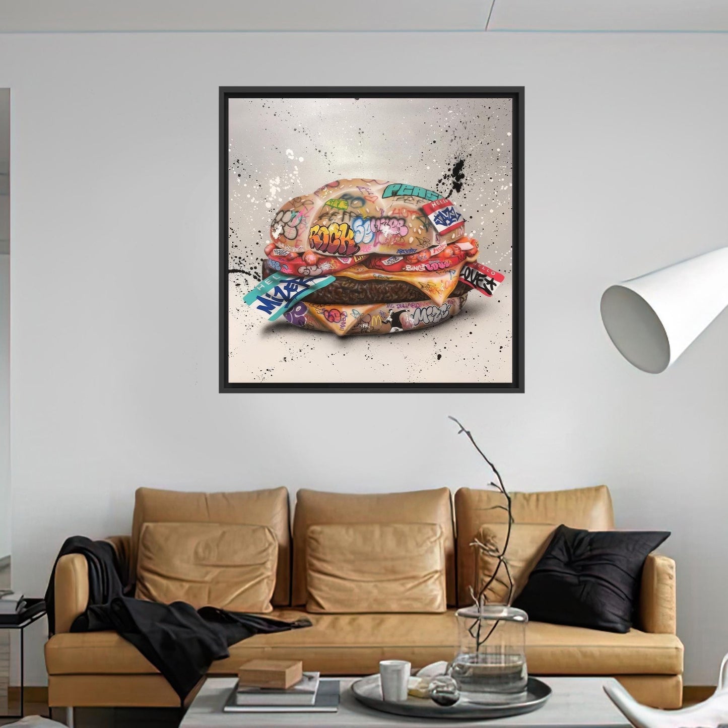 Graffiti Wall Art Canvas Print: Hamburger Kitchen Decor, Personalized Wedding Gift