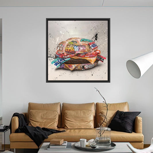 Graffiti Wall Art Canvas Print: Hamburger Kitchen Decor, Personalized Wedding Gift