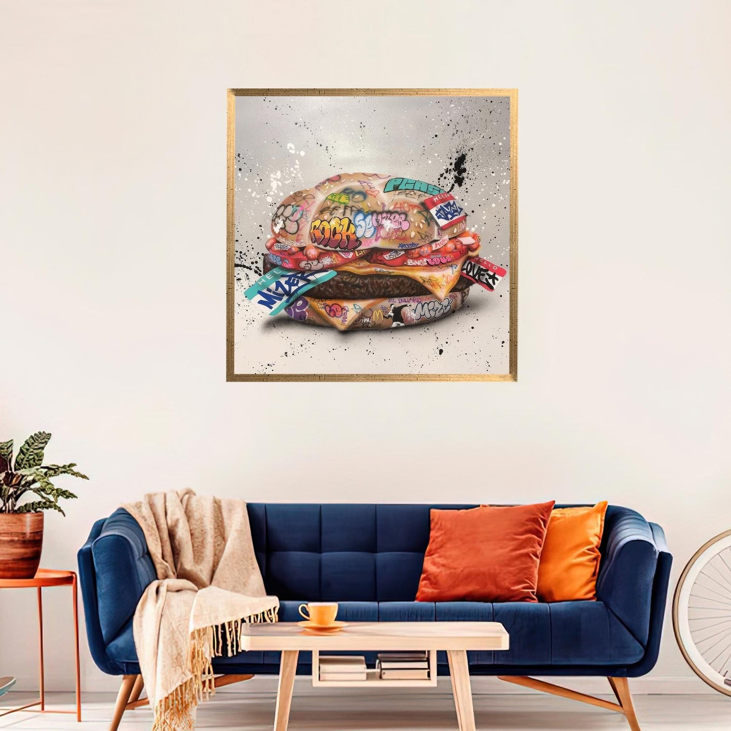 Graffiti Wall Art Canvas Print: Hamburger Kitchen Decor, Personalized Wedding Gift