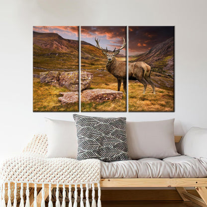 Minimalist Christmas Deer 3D Mountain Canvas Print