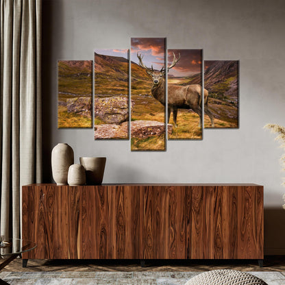 Minimalist Christmas Deer 3D Mountain Canvas Print