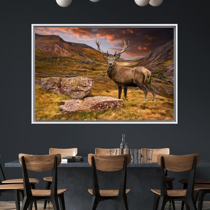 Minimalist Christmas Deer 3D Mountain Canvas Print