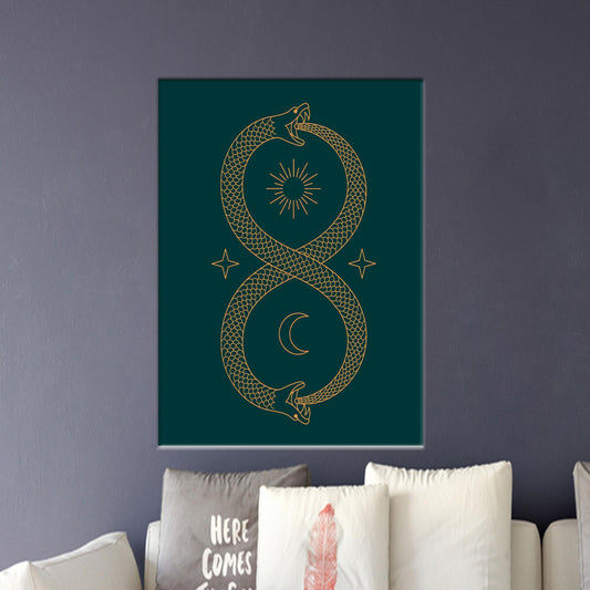 Modern Infinity 3D Canvas Wall Art - Twin Flame Decor, Ouroboros Poster, Personalized Gift for Him