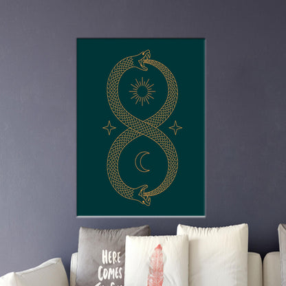 Modern Infinity 3D Canvas Wall Art - Twin Flame Decor, Ouroboros Poster, Personalized Gift for Him