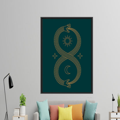 Modern Infinity 3D Canvas Wall Art - Twin Flame Decor, Ouroboros Poster, Personalized Gift for Him