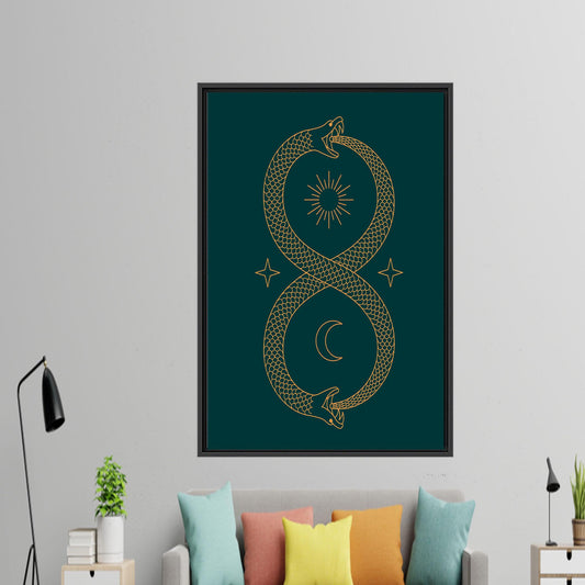Modern Infinity 3D Canvas Wall Art - Twin Flame Decor, Ouroboros Poster, Personalized Gift for Him